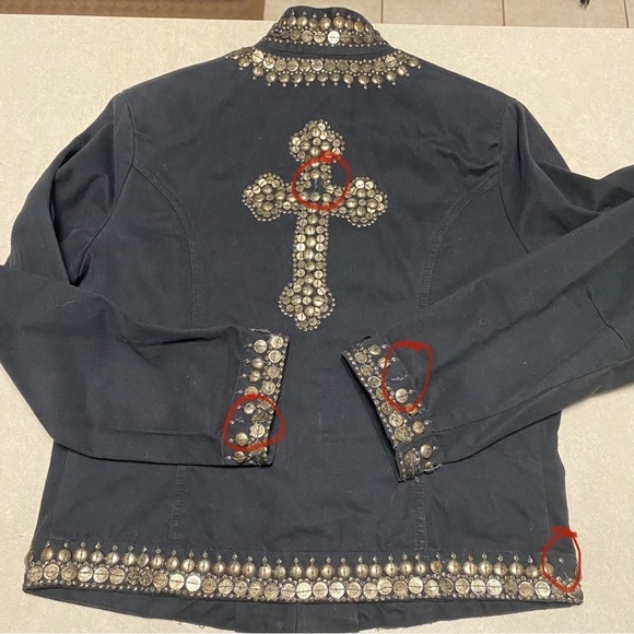 Gordon James Jacket Women’s Size Medium Black Studded Cross Blazer jacket - Picture 16 of 17